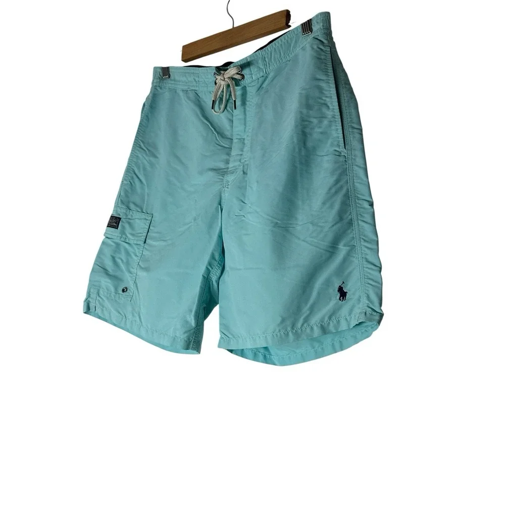 Polo Ralph Lauren Swim Trunks Shorts Mens Medium Pocket‎ Logo Pull On Drawstring